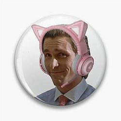 Patrick Bateman Pink Kitty Pin Headphones Transparent