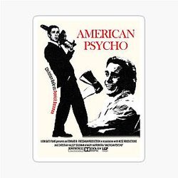 American Psycho Poster Christian Bale as Patrick Bateman Retro Horror Movie Design Sticker