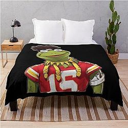 Patrick Mahomes Kermit Meme Throw Blanket