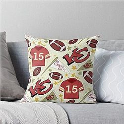 Patrick Mahomes Chiefs Light Gold Throw Pillow