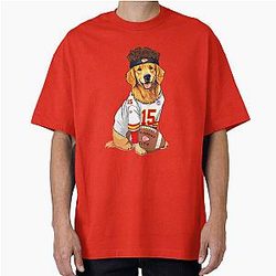 Kansas City Chiefs Cute Golden Retriever Patrick Mahomes NFL Oversized T-Shirt