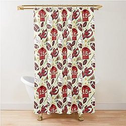 Patrick Mahomes Chiefs Pattern Light Gold Shower Curtain