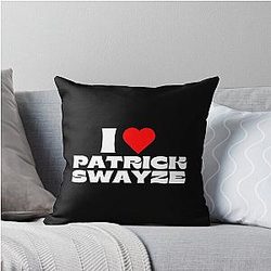 I Love Patrick Swayze White Font Throw Pillow
