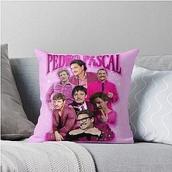 Pedro Pascal Pink Throw Pillow