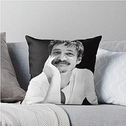 Cute Pedro Pascal B&W Throw Pillow