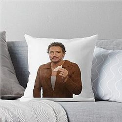 Pedro Pascal eating a sandwich Meme Throw Pillow
