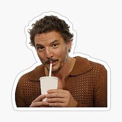 Pedro Pascal Drinks a Sticker