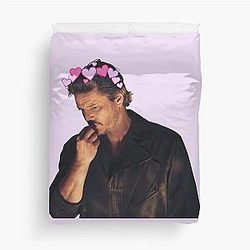 Pedro Pascal Pink Heart Crown Duvet Cover