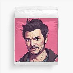 Scruffy Digital Paint Art of Pedro Pascal Duvet Cover