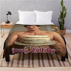 Pedro Pascal Shirtless Happy Birthday Throw Blanket