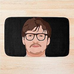 Pedro Pascal Cartoon Face Art Handsome Dreamy Bath Mat