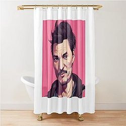 Scruffy Digital Paint Art of Pedro Pascal Shower Curtain