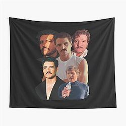 Pedro Pascal Fan Art Portrait Group Fangirl Rap Shirt 90s Vibes Summer Style Tapestry