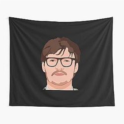 Pedro Pascal Cartoon Face Art Handsome Dreamy Tapestry