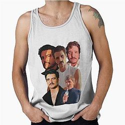 Pedro Pascal Fanart Portrait Group Fangirl Rap Shirt 90s Summer Style Tank Top