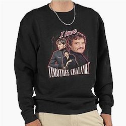I love Timothee Chalamet Pedro Pascal Cursed Fan Collage Pullover Sweatshirt