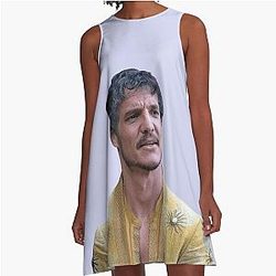 Pedro Pascal playing a character in a line dress