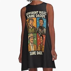 Pedro Pascal Different Roles Same Daddy Funny Sticker Fan Art Vinyl Decal A-Line Dress