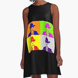 Pedro Pascal with Sombrero in Pop Art A-Line Dress