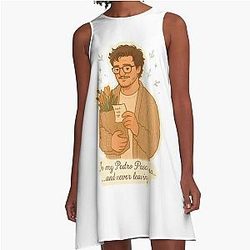 Pedro Pascal Cute Cozy Sticker Soft Aesthetic Fan Art Vinyl Decal A-Line Dress