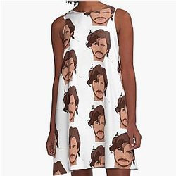 Pedro Pascal Cartoon A-Line Dress