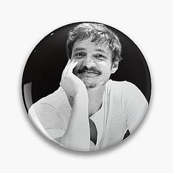 Cute Pedro Pascal in Black and White Pin