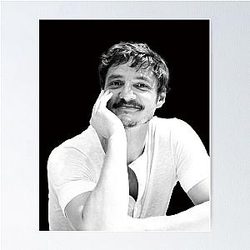 Cute Pedro Pascal in B&W Poster