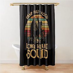 Vintage Percy Jackson Camp Halfblood Long Island Sound Sunset Shower Curtain