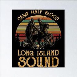Vintage Percy Jackson Camp Halfblood Long Island Sound Sunset Poster