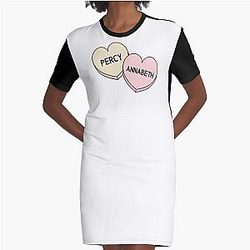 Percy Jackson - Percabeth doces coraçãos gráfico t-shirt vestido