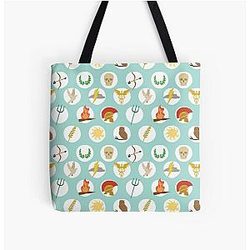 Greek Gods Mythology Repeat Pattern - Percy Jackson Inspired All Over Print Tote Bag