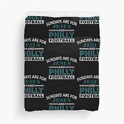 Funny Philadelphia Pro Football Sundays are For Jesus and Philadelphia Duvet Cover