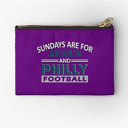 Funny Philadelphia Pro Football - Sundays are For Jesus and Philly Zipper Pouch