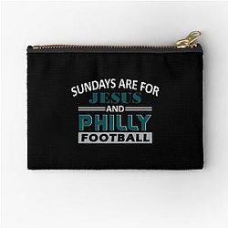 Funny Philadelphia Pro Football Sundays are for Jesus and Philly Zipper Pouch
