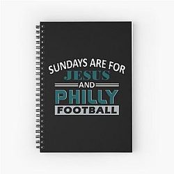 Funny Philadelphia Pro Football Sundays For Jesus and Philly Spiral Notebook