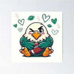 Cute Kawaii Philadelphia Eagles Love Green Poster