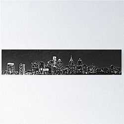 Philadelphia Skyline Panorama Monochrome Poster