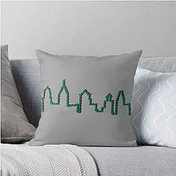 Philadelphia Skyline Green Throw Pillow
