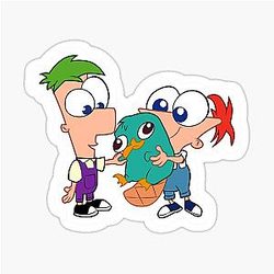 Baby Phineas and Ferb with Perry the Spy Sticker