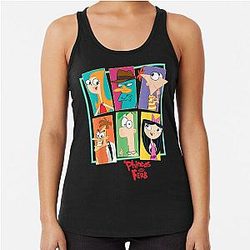 Disney Phineas Ferb Character Collage Racerback Tank Top