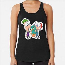 Phineas and Ferb with Perry Racerback Tank Top