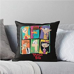 Disney Phineas and Ferb Character Collage Throw Pillow