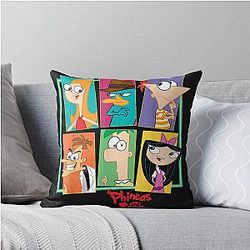 Disney Phineas and Ferb Character Collage Throw Pillow
