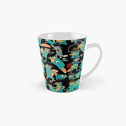 Perry the Platypus Phineas Ferb Collage Pattern Design Black Background Tall Mug