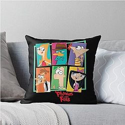Disney Phineas and Ferb Character Collage Throw Pillow