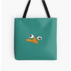Cartoon Phineas and Ferb Agent P: Perry the Platypus All Over Print Tote Bag