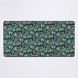 Perry the Platypus Phineas and Ferb Collage Pattern Design Black Background Desk Mat