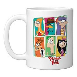 Phineas and Ferb Character Collage Mug White
