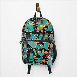 Perry the Platypus Phineas and Ferb Collage Pattern Design Backpack