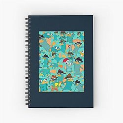 Perry the Platypus Phineas and Ferb Collage Pattern Design Spiral Notebook